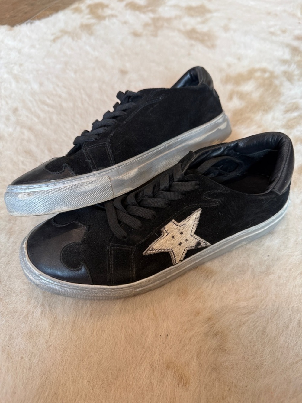dingo Black Suede Sneakers with White Star